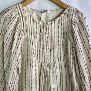 Elizabeth and James cream and red drop waist long sleeve cotton dress.